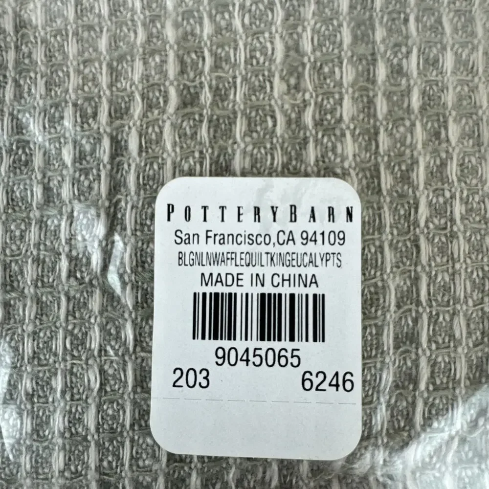 2 Pottery Barn Belgian Flax Waffle Weave King Shams Eucalypts